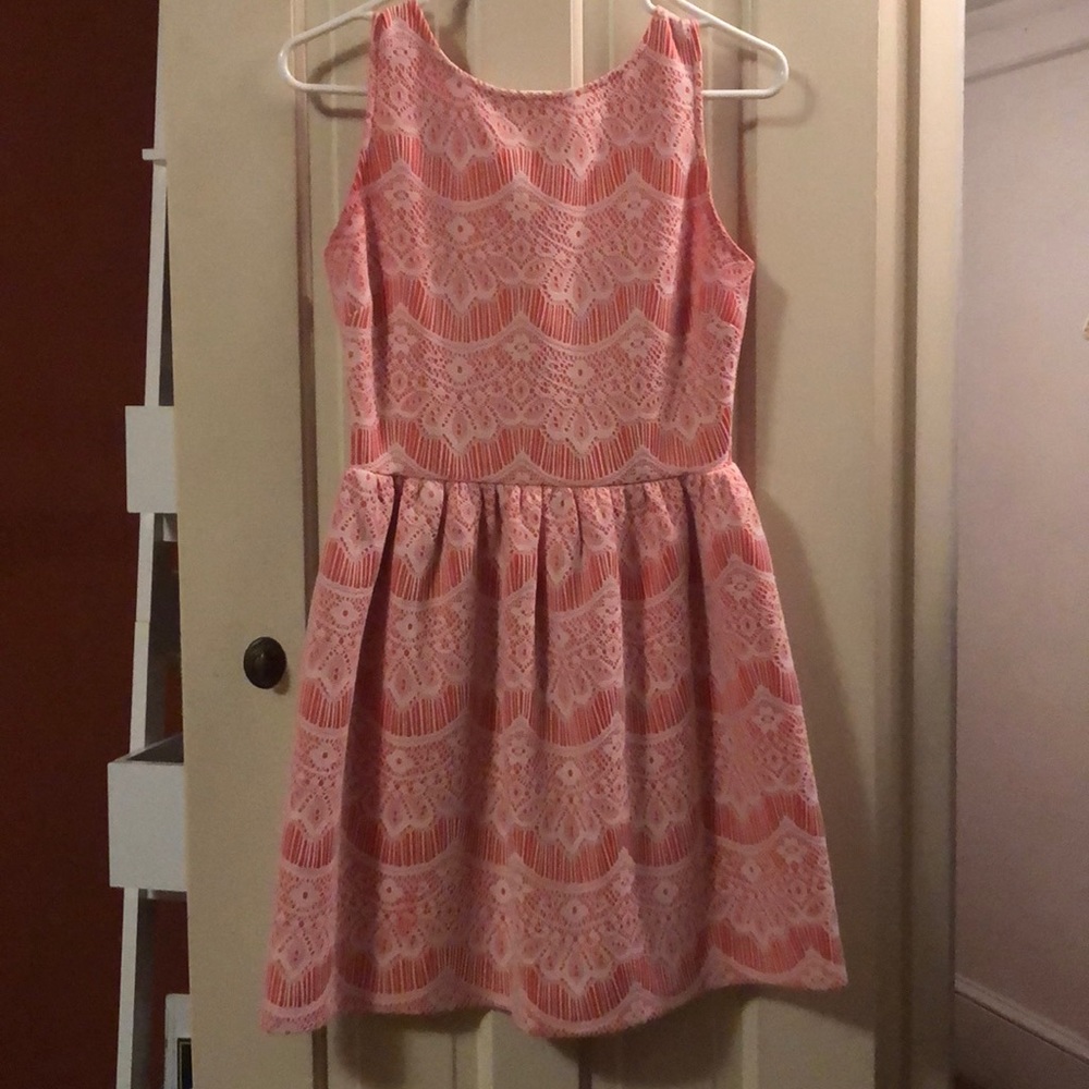 Pink and white lace dress
